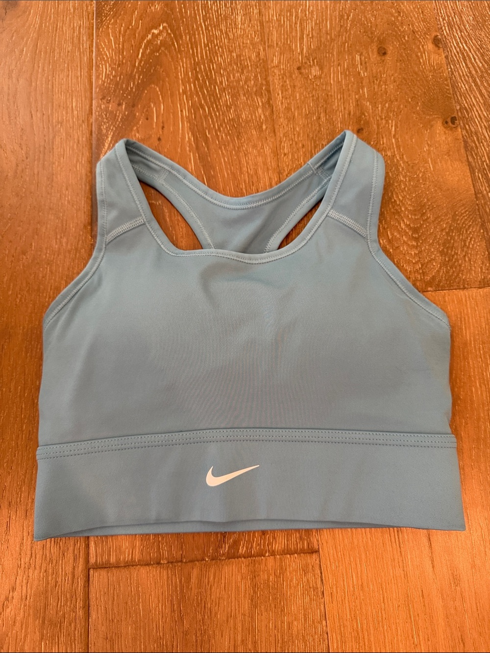 Nike Womens Slate Blue Racerback Sports Bra with White Swoosh